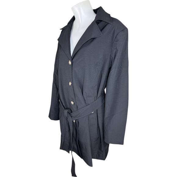 Dennis Basso Regular Water Resistant Trench Coat with Hood Black XL Petite NWOT - Picture 4 of 14